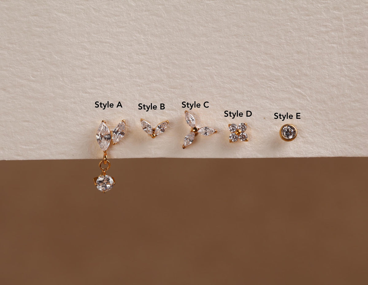 Nature-Inspired Titanium Push Pin Flat Back Studs