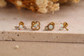 16G/18G Titanium Opal Internal Threaded Flat Back Earrings, Gold Floral Cartilage Studs Set, Earring Gift Set, Gift For Her Jewelry S100