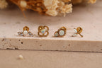 16G/18G Titanium Opal Internal Threaded Flat Back Earrings, Gold Floral Cartilage Studs Set, Earring Gift Set, Gift For Her Jewelry S100