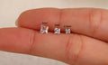 16G/18G/20G Princess Cut CZ Flat Back Earrings, Titanium Stud Earrings, Hypoallergenic Helix Tragus Cartilage Labret Piercing N177