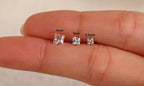 16G/18G/20G Princess Cut CZ Flat Back Earrings, Titanium Stud Earrings, Hypoallergenic Helix Tragus Cartilage Labret Piercing N177