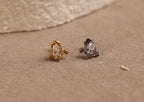 Titanium Internal Threaded Pear CZ Ornate Flat Back Studs