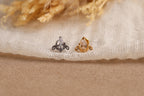16G/18G Titanium Pear CZ Ornate Flat Back Earrings, Internal Threaded Studs, Dainty Vintage Cartilage Earring, Helix Tragus Lobe N190