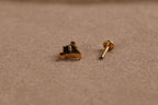 16G/18G Titanium Pear CZ Ornate Flat Back Earrings, Internal Threaded Studs, Dainty Vintage Cartilage Earring, Helix Tragus Lobe N190