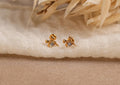 16G/18G Titanium Bow Round CZ Flat Back Earrings, Internal Threaded Titanium Studs, Dainty Ribbon Cartilage Earring, Helix Tragus Lobe N186