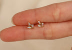 16G/18G Titanium Marquise Leaf Flat Back Earring, Internal Threaded Titanium Stud, Dainty CZ Cartilage Earring, Helix Tragus Lobe N184