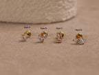 16G/18G Titanium Crystal Internal Threaded Flat Back Earrings Set, Marquise Pear Baguette Set, Earring Gift Set, Gift For Her S106