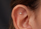 16G/18G Titanium Marquise Opal Trio Stud Earring – Internally Threaded Flat Back , Cartilage Tragus Lobe Earrings N195