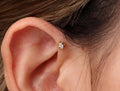 16G/18G Titanium Pear Crystal Sunburst Stud Earring – Internally Threaded Flat Back , Cartilage Tragus Lobe Earrings N196