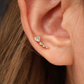 16G/18G Titanium Heart CZ Dangle Flat Back Earring, Internal Threaded Titanium Stud, Dainty Cartilage Earring, Helix Tragus Lobe N185