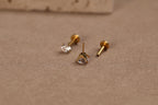 16G/18G/20G Titanium Round CZ Threadless Flat Back Earring, Titanium Push Pin Prong Round Stud, Dainty Helix Tragus Conch Lobe, Gift for her