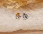 16G/18G/20G Titanium Aquamarine Floral Threadless Flat Back Earring, Titanium Push Pin Labret, Daisy CZ Helix Tragus Flat Lobe N203