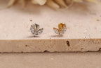 16G/18G/20G Titanium Crystal Lotus Crown Flat Back Earring, Marquise CZ Threadless Titanium Labret, Sparkling Helix Flat Lobe N201