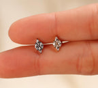 16G/18G/20G Titanium Four Marquise Crystal Cluster Threadless Flat Back Earring, Titanium Push Pin Labret, CZ Leaf Helix Flat Tragus N205