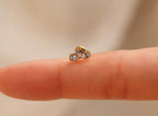 16G/18G/20G Titanium Three Pear Crystal Cluster Threadless Flat Back Earring, Titanium Push Pin Labret, Helix Flat Tragus Lobe N214