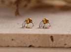 16G/18G/20G Titanium Pear Cut & Opal Threadless Flat Back Earring, Opal Cluster, Titanium Push Pin Helix Tragus Earrings N208