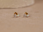 16G/18G/20G Titanium Pear Cut & Opal Threadless Flat Back Earring, Opal Cluster, Titanium Push Pin Helix Tragus Earrings N208