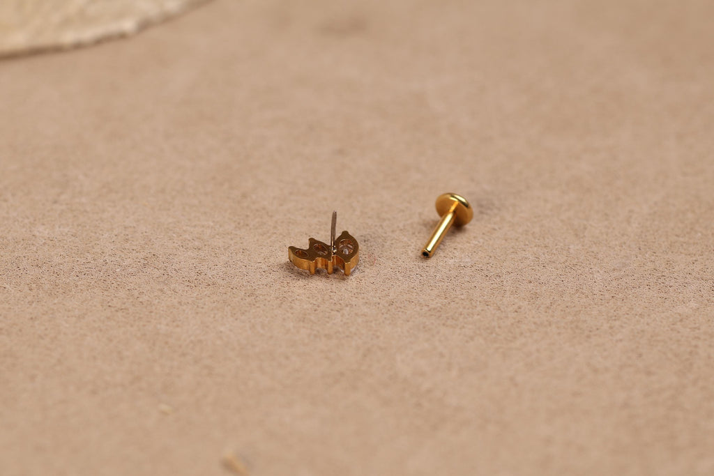 16G/18G/20G Titanium Tapered Marquise Cluster Threadless Flat Back Earring, Titanium Push Pin Labret, Cartilage Stud N206