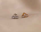 16G/18G/20G Titanium Three Pear Crystal Cluster Threadless Flat Back Earring, Titanium Push Pin Labret, Helix Flat Tragus Lobe N214