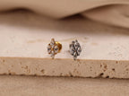 16G/18G/20G Titanium Four Marquise Crystal Cluster Threadless Flat Back Earring, Titanium Push Pin Labret, CZ Leaf Helix Flat Tragus N205