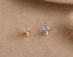 16G/18G/20G Titanium Four Marquise Crystal Cluster Threadless Flat Back Earring, Titanium Push Pin Labret, CZ Leaf Helix Flat Tragus N205