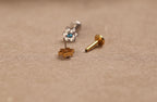 16G/18G/20G Titanium Aquamarine Floral Threadless Flat Back Earring, Titanium Push Pin Labret, Daisy CZ Helix Tragus Flat Lobe N203