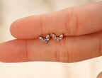 16G/18G/20G Titanium Crystal Lotus Crown Flat Back Earring, Marquise CZ Threadless Titanium Labret, Sparkling Helix Flat Lobe N201