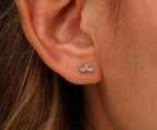 Titanium Three Pear Crystal Cluster Threadless Flat Back Earring
