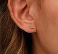16G/18G/20G Titanium Delicate Marquise Leaf Threadless Flat Back Earring, Titanium Push Pin Labret, CZ Cluster Helix Flat Tragus N202