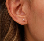16G/18G/20G Titanium Delicate Marquise Leaf Threadless Flat Back Earring, Titanium Push Pin Labret, CZ Cluster Helix Flat Tragus N202