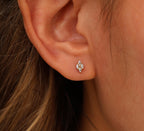 16G/18G/20G Titanium Four Marquise Crystal Cluster Threadless Flat Back Earring, Titanium Push Pin Labret, CZ Leaf Helix Flat Tragus N205