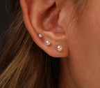 Titanium Threadless Push Pin Pearl Flat Back Earrings