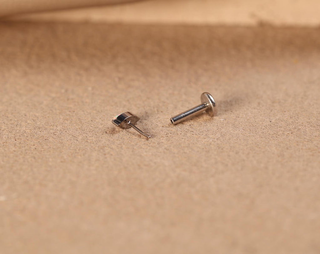 Titanium Push Pin Opal Marquise Flat Back Stud