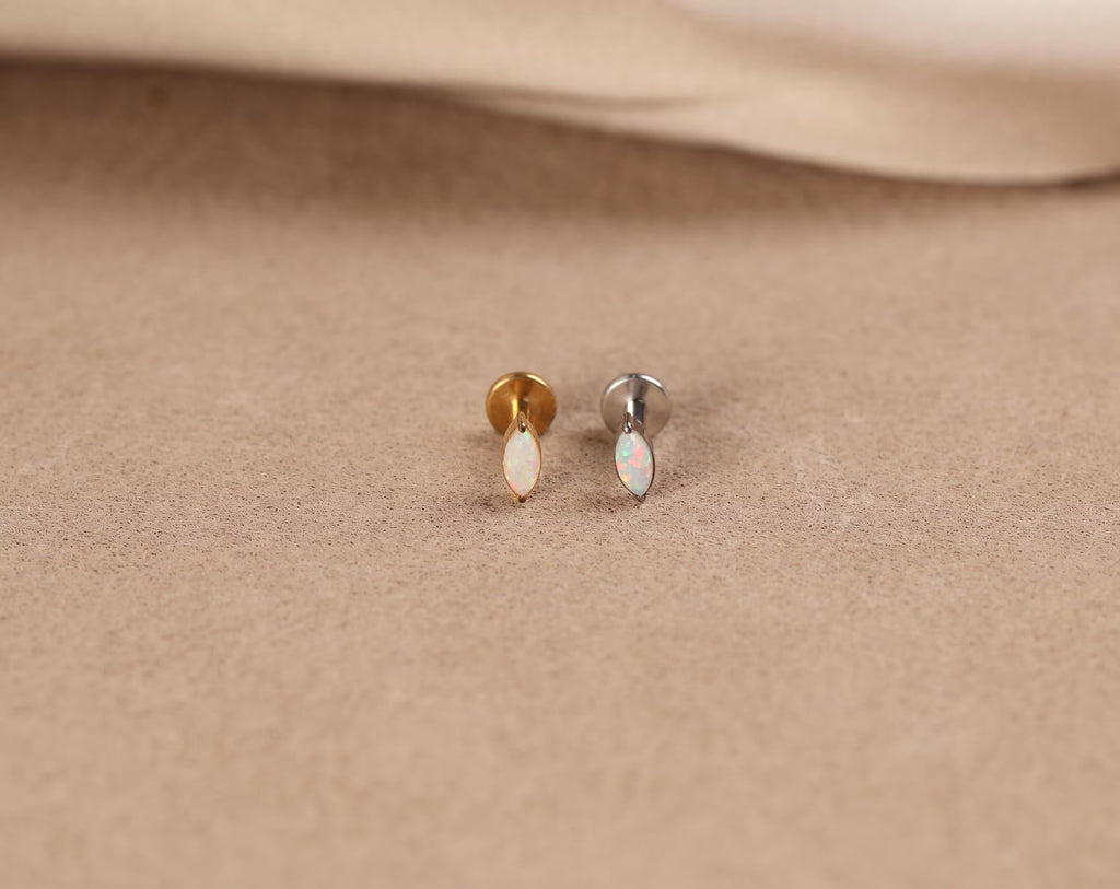 Titanium Push Pin Opal Marquise Flat Back Stud