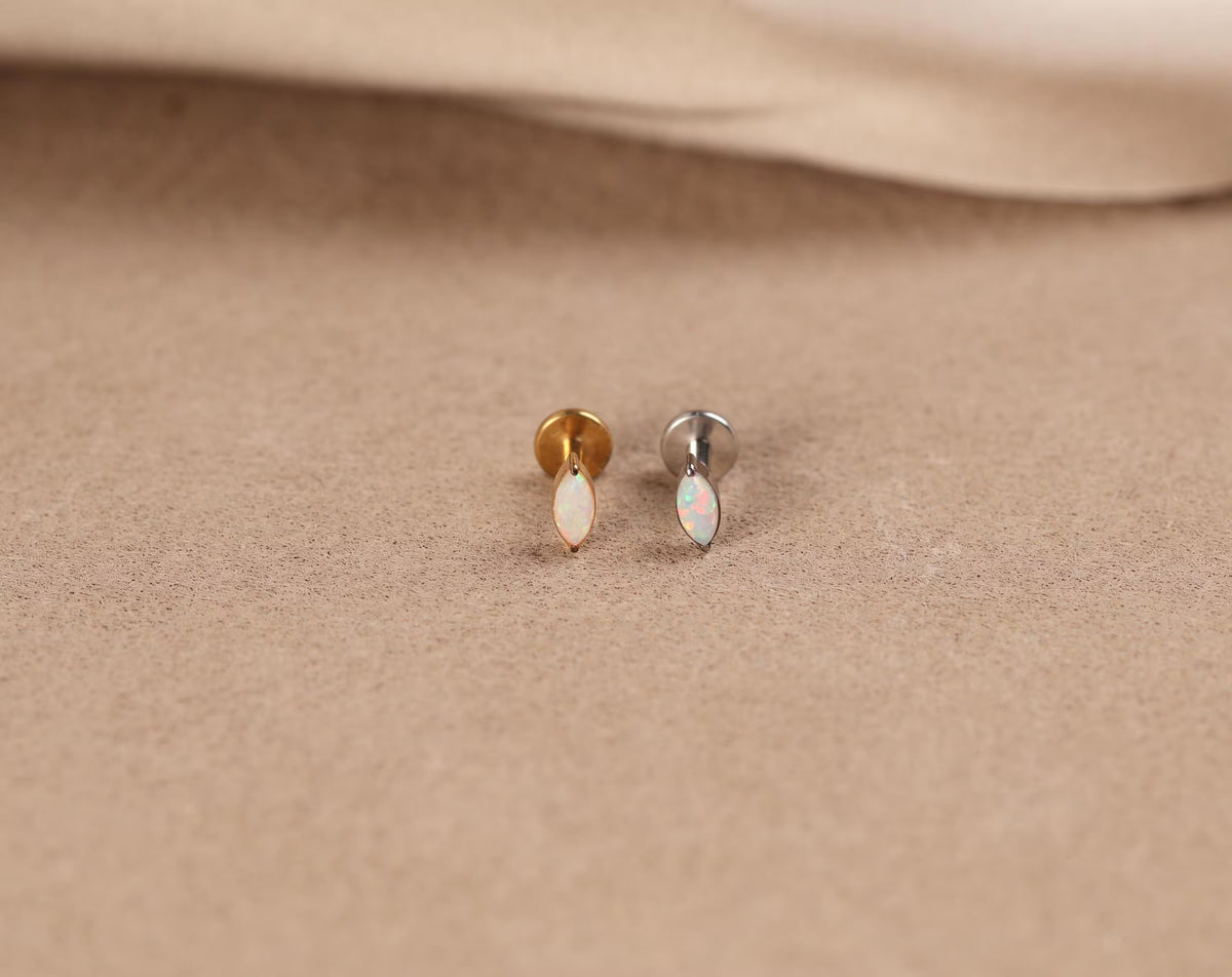 Titanium Push Pin Opal Marquise Flat Back Stud